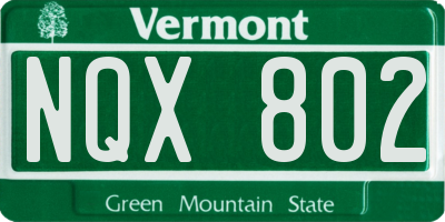 VT license plate NQX802