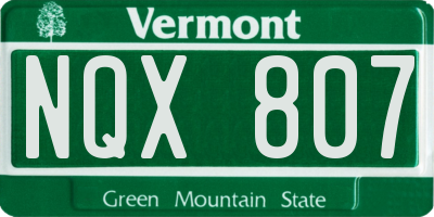VT license plate NQX807