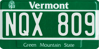 VT license plate NQX809