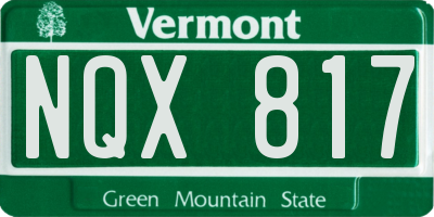 VT license plate NQX817