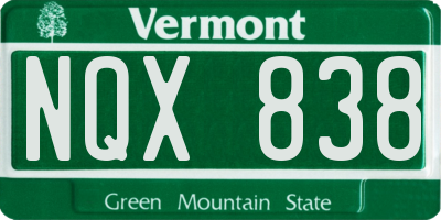 VT license plate NQX838