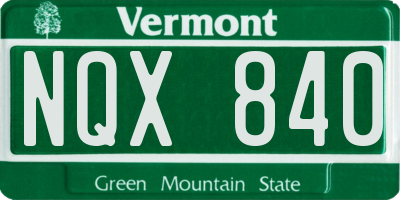 VT license plate NQX840