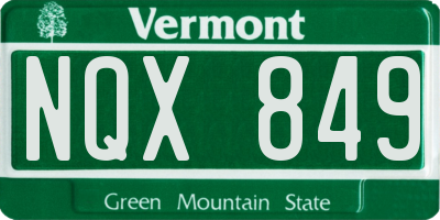 VT license plate NQX849