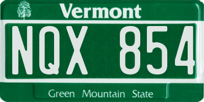 VT license plate NQX854