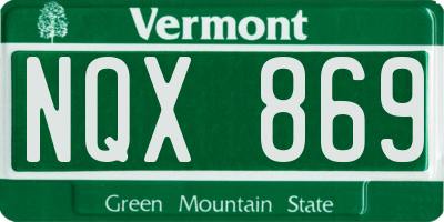 VT license plate NQX869