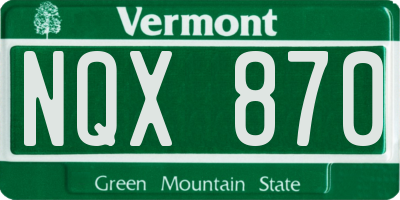 VT license plate NQX870