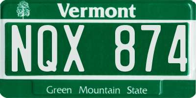 VT license plate NQX874