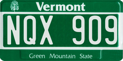 VT license plate NQX909