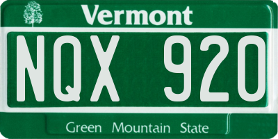 VT license plate NQX920