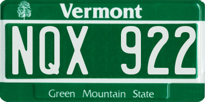 VT license plate NQX922