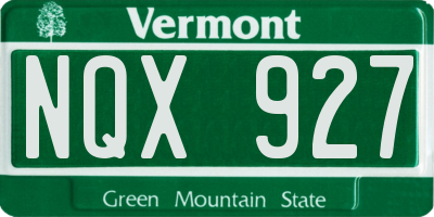 VT license plate NQX927