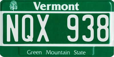 VT license plate NQX938
