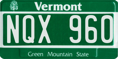 VT license plate NQX960