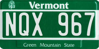 VT license plate NQX967