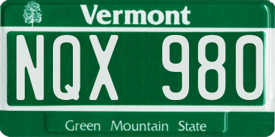 VT license plate NQX980