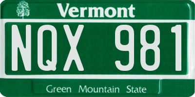 VT license plate NQX981