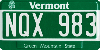 VT license plate NQX983