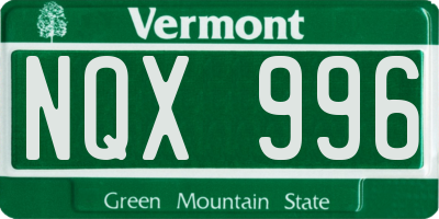 VT license plate NQX996