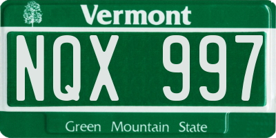 VT license plate NQX997