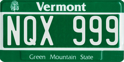 VT license plate NQX999