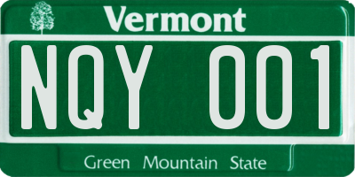 VT license plate NQY001