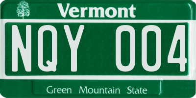VT license plate NQY004