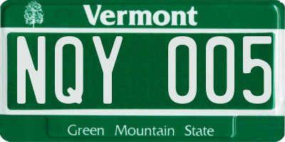 VT license plate NQY005