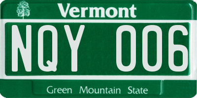 VT license plate NQY006