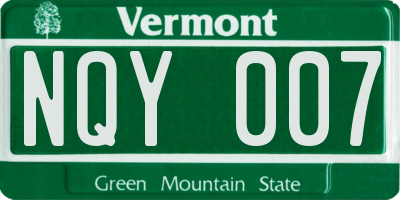 VT license plate NQY007