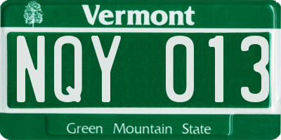 VT license plate NQY013