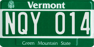 VT license plate NQY014