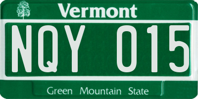 VT license plate NQY015
