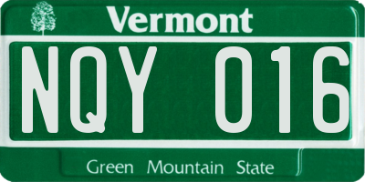 VT license plate NQY016