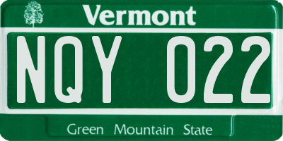 VT license plate NQY022