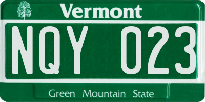 VT license plate NQY023