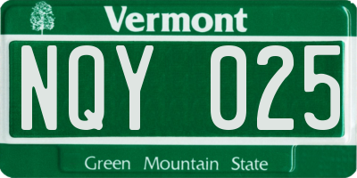 VT license plate NQY025