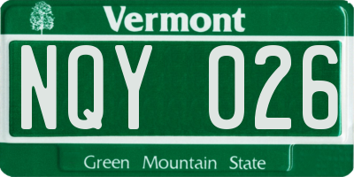 VT license plate NQY026