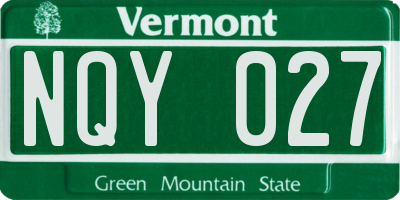 VT license plate NQY027