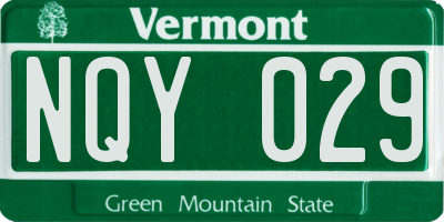 VT license plate NQY029