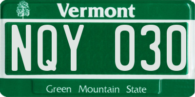 VT license plate NQY030
