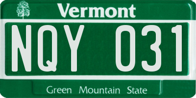 VT license plate NQY031