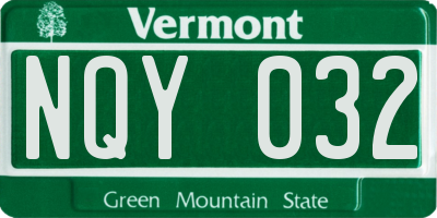 VT license plate NQY032