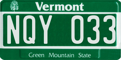 VT license plate NQY033