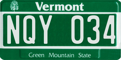 VT license plate NQY034