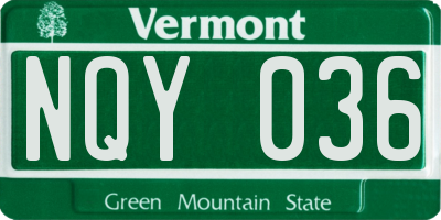VT license plate NQY036