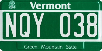 VT license plate NQY038