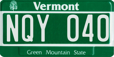 VT license plate NQY040