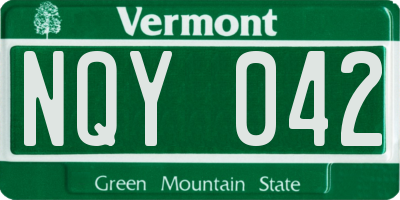 VT license plate NQY042