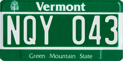 VT license plate NQY043