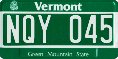 VT license plate NQY045